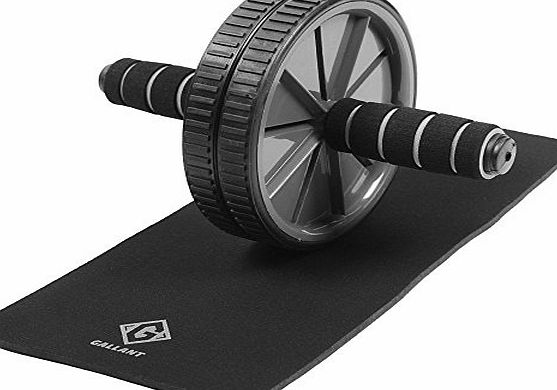 Gallant Premium Ab Wheel Roller Dual Exercise Rollout Wheeler Abs Abdominal Trainer Fitness Home Gym Full Body Workout Ladies Mens Toning Top Quality Roller With Thick Knee Pad ``2 Year Warranty`` Reduc