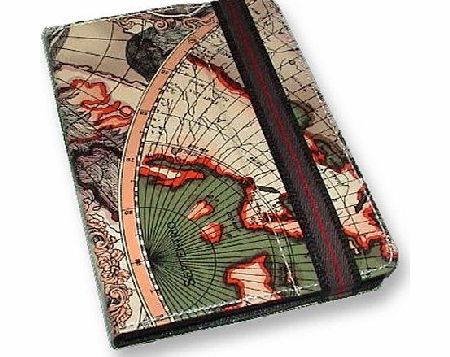 Gamers Gear World Map Motif PU Case Book Cover for 7 Inch Nexus Kindle Ipad Tablets - Green