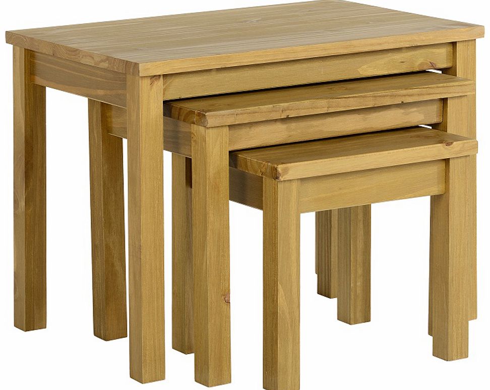 Ecuador Pine Nest of Tables in Oak Style Finish