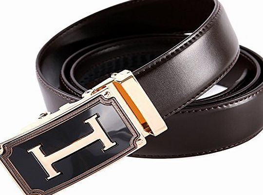GAVADI Mens Leather Automatic Buckle Belt Fashion Casual Waist Belts Brown