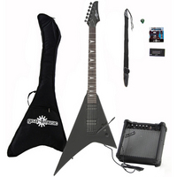 Gear4Music Metal V Electric Guitar   Complete Pack Black