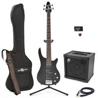 Gear4Music SE-4 Bass Guitar by Gear4music Black   BE50 Bass