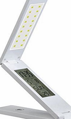 Gearmax Multifunction Touch Control Rechargeable Folding LED Desk Reading Lamp Light,Lithium Battery Built-in, With Calendar, Alarm Clock, and Thermometer ,Travel Reading Lamps WITH Light Adjusting T