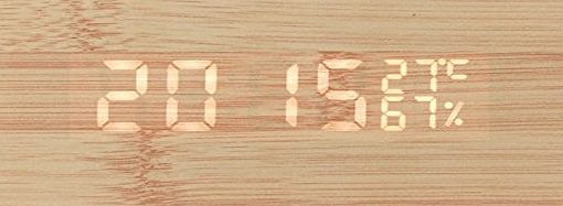 Gearmax Wooden USB/AA Digital LED Digital Alarm Desk Clock Calendar Sound Control Time Temperature Date Display (Bamboo Wood   White LED)