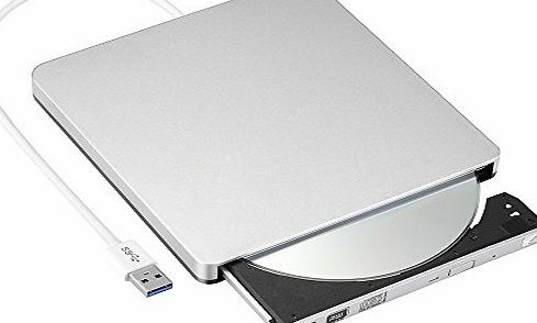 Generic External DVD Drive, Ultra Slim USB 3.0 CD DVD RW Drive Burner Writer Player for Apple Macbook, Macbook Pro, Macbook Air, Laptop, Desktops - Silver