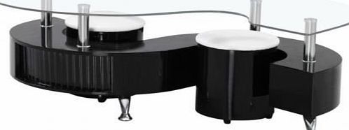 Generic Krista Black High Gloss Coffee Table with Clear Glass