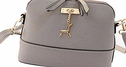 Generic Women Vintage PU Leather Shoulder Bags Shell Model Handbag (25*10*19cm) (Grey )