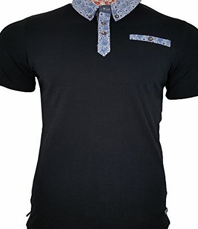 Genetic Apparel Mens Polo Shirts Designer Plain Stylish Short Sleeve Casual Slim Fit Summer T-shirts Tee Top (XL - Extra Large, Black - Monaco)