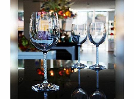 GERMAN CRYSTAL Wine Glass, Collection ``Crystal Diamonds`` 220 ml, glass transparent with white rhinestones, unique modern style (GERMAN CRYSTAL powered by CRISTALICA)