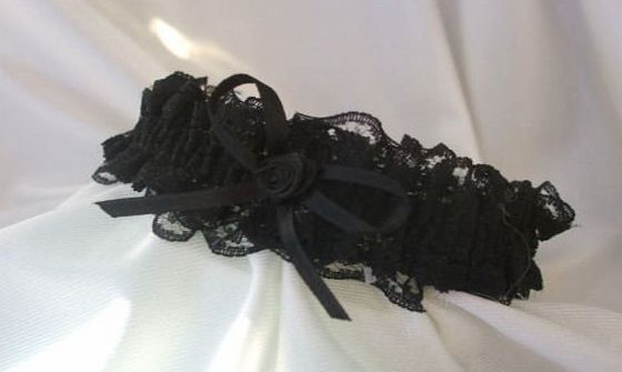 Glitz4Girlz Black Lace Wedding Garter