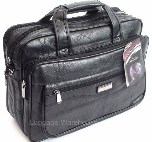 globehopper 15.6`` Black Laptop Briefcase Messenger Bag with Shoulder Strap 
