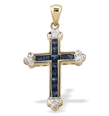 Diamond Sapphire Cross & Chain (267)