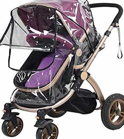 Gosear Universal PVC Pushchair Baby Stroller Pram Buggy Transparent Rainproof Cover Rain Shade with Zipper