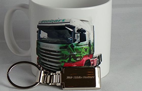 GPO Group Eddie Stobart, GPO Group Exclusive Eddie Stobart Gift Set Eddie Stobart Truck Printed On Microwave amp; Dishwasher Safe 11oz Mug / Cup And Silver Plated Diamond Cut Engraved Keyring With Logo