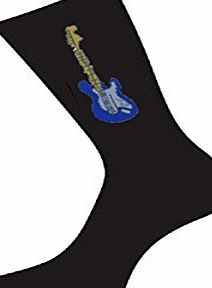 GTR Pair of Blue Electric Guitar Design Cotton Rich Socks. Adult size UK 6-12 Euro 39-46 (X6S200)