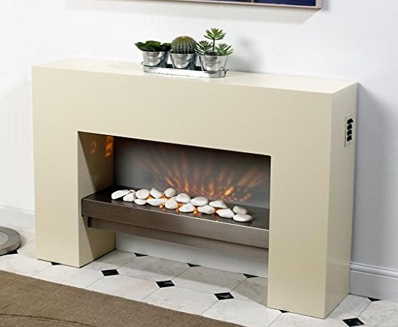 Guaranteed4Less CREME FREE STANDING WALL MOUNTED ELECTRIC FIRE MDF SURROUND FIREPLACE FLICKER FLAME