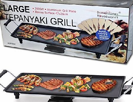 Guaranteed4Less LARGE TEPPANYAKI GRILL TABLE ELECTRIC HOT PLATE BBQ GRIDDLE CAMPING 2000W