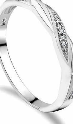 GULICX Skinny 925 Sterling Silver amp; Cubic Zirconia CZ Wedding Promise Eternity Ring Sizes M,O,Q,S,U