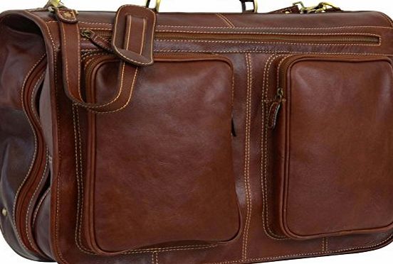 Gusti Leder studio ``Richie`` Genuine Leather Travel Suit Carrier Garment Clothes Overnight Travel Weekend Bag Luggage Unisex Brown Cowhide Vintage 2R8-20-14