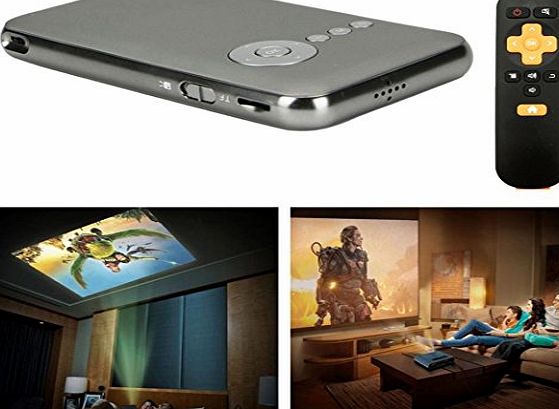 Hansee Projector, 400lm Android Projector Ultra-Thin Home Theater Mini Portable Wifi Smart Projector (Grey)