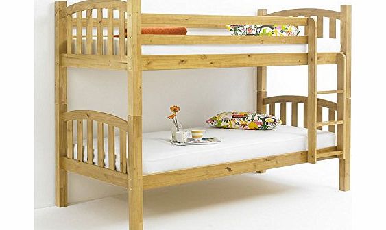 Happy Beds American Solid Pine Wooden Bunk Bed 2x Orthopaedic Mattress Bedroom
