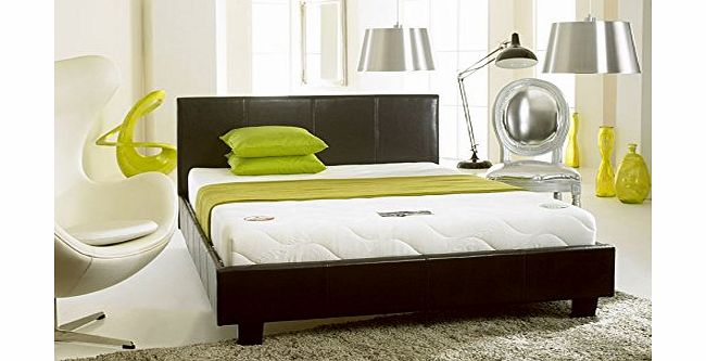 Prado Bed 3ft Sleigh Black Faux Leather Frame Bedroom Home Comfort 3 Single 90 x 190 cm