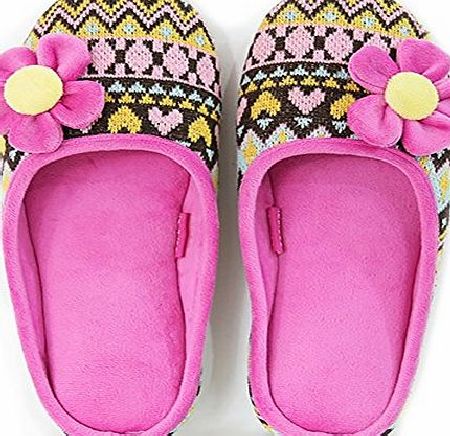 Happy Lily Unisex Slip on Slippers Happy Lily Antislip Mules Knitted Fleece Shoes Vintage Boho Style for Adult - PERFECT XMAS GIFT