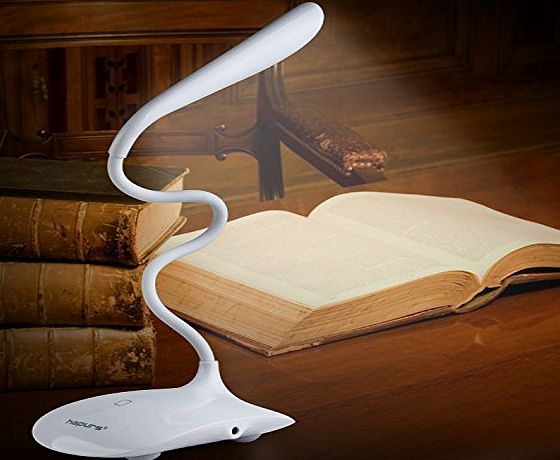Hapurs eye-friendly Table Desk Reading Lamp Torch, Portable Flexible Neck LED Light with 3 dimmer supply 3 level adjustable Brightness book light, Rechargeable Lithium Battery USB charge LED Desk Lamp