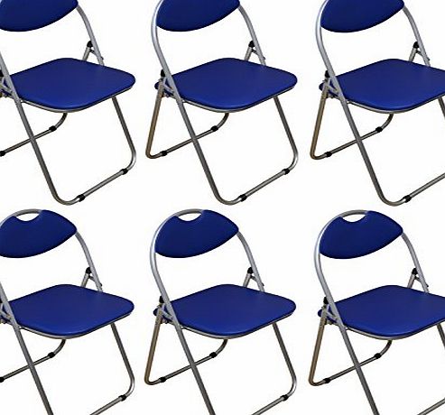 Harbour Housewares Blue Padded, Folding, Desk Chair - Pack of 6