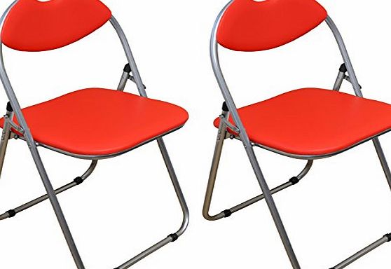 Harbour Housewares Red Padded, Folding, Desk Chair - Pack of 2