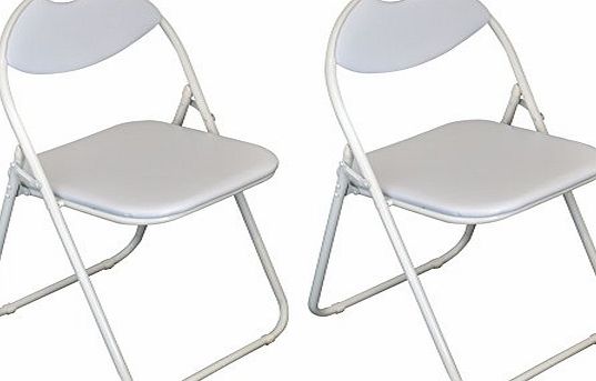 Harbour Housewares White Padded, Folding, Desk Chair / White Frame - Pack of 2