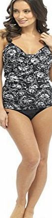 Hari Deals Ladies Tummy Control Tankini Floral Swim Dress, Designer Swimwear Costume BLACK 16