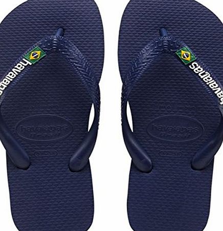 Havaianas Brasil Logo, Unisex Adults Flip Flop Sandals, Blue (Navy Blue 0555) 8 UK (43/44 EU)