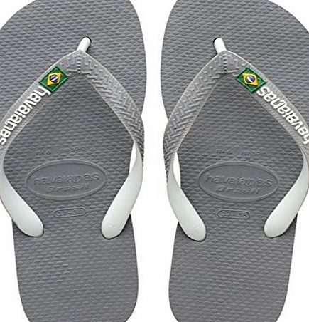 Havaianas Steel Grey/White Brasil Mix Flip Flops - 9/10 UK (43/44 BR)