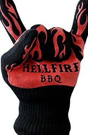 HellFire BBQ amp; Ove Gloves are Extremely Flame amp; Heat Resistant Barbecue Mitts with Silicone Fingers for Grill, Smoker, Pit, Fireplace, Camping, or Kitchen Oven Protection to 500 degrees Celsiu