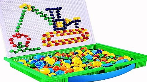 HenMerry Creative Mushroom Nails Pegboard Childrens Educational Jigsaw Toys Puzzle Game Building Block Toys 296PCS