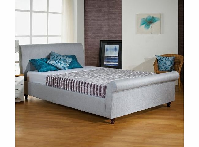  Upholstered Sleigh Bed Frame Grey - 5Ft Kingsize - Ice Grey - No Mattress (Frame Only)