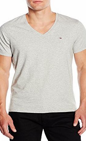 Hilfiger Denim Mens Original V-Neck Short Sleeve T-Shirt, Light Grey Heather, Medium