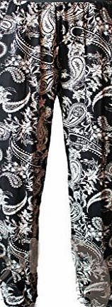 Hina Fashion Womens 2 Pockets Paisley Flower Print Harem Trousers Pants S M L XL XXL XXXL (XXL)