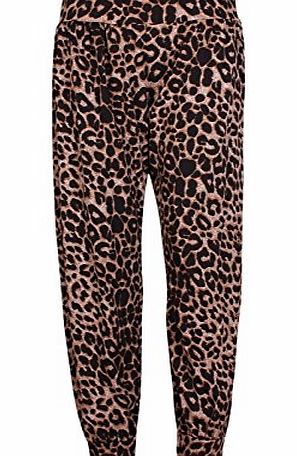 Hina Fashion Womens/Ladies Printed Harem Trousers Pants Full Length S M L XL XXL XXL (XL, Brown Leopard)