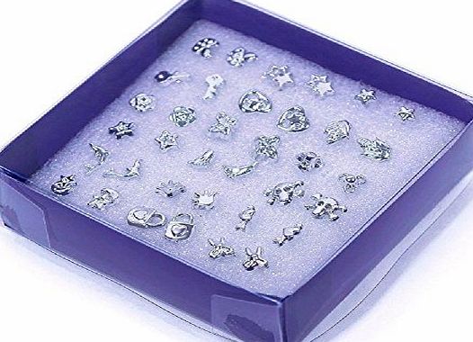 HITTIME TR.OD Wholesale 18 Pairs Mixed Styles Silver Sterling Plated Plastic Piercing Pierced Ear Pin Stud Earrings