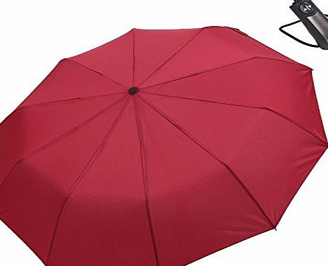 HiViolet Windproof Umbrella, Compact Folding Travel Outdoor Auto Open Close,One Handed Operation with Raindrop Effect for Men Women lady (red wine)