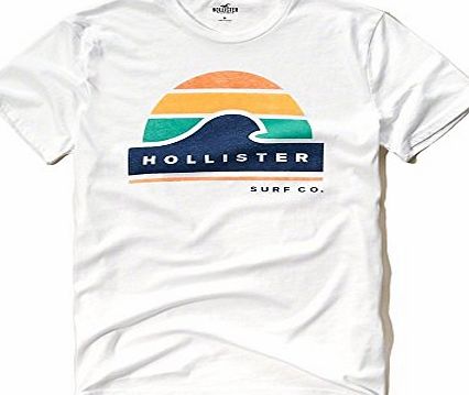 Hollister Co PRINTED LOGO GRAPHIC TEE Casual Mens T-Shirt (White) (Medium)