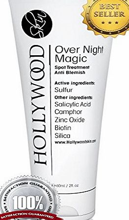 Hollywoodskin Over Night Magic - With Salicylic acid and sulfur. Spot treatment thats 4x STRONGER than the regular acne treatments. 60 ml