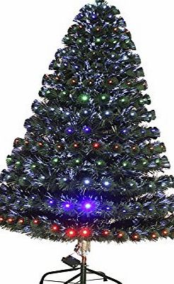 Homcom 3ft 4ft 5ft Green Fibre Optic Artificial Christmas Tree Indoor Xmas Full Lights Tree Multi colour LED Lights (4ft (120cm))