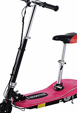Homcom  120W 24V Folding Kids Electric Scooter Ride on Rechargeable Battery Powered Riding Portable Children Metal E-Scooter w/ Adjustable Seat (Rose red)