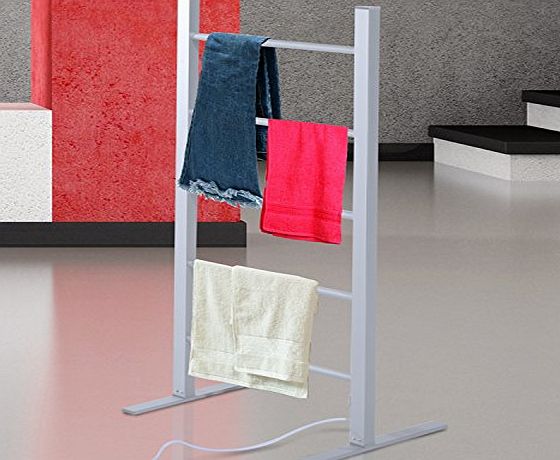 Homcom  Aluminum Electric Clothing Heated Airer Rack Clothes Towel Dryers Warmer Drying Free Standing Heater Rail w/ 5 Heated Bars