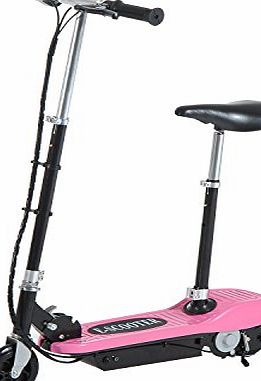 Homcom  Kids Foldable E-Scooter Adjustable Ride on Electric Rechargeable 2 x 12V Battery Powered 120W Toy Scooters w/ Brake amp; Kickstand (Pink)