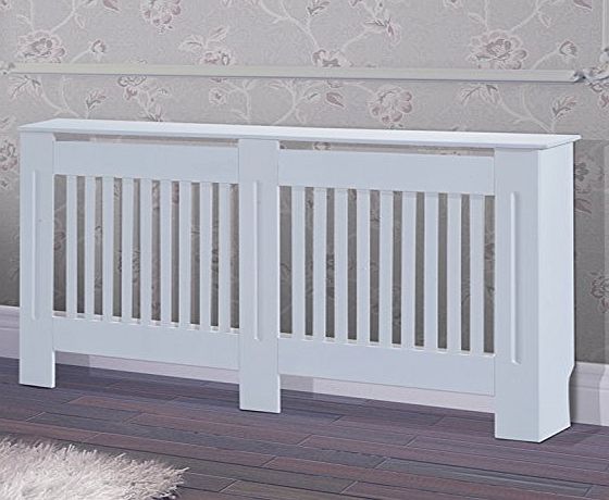 Homcom  Radiator Cover Painted Slatted Cabinet MDF Lined Grill White 152L x 19W x 81H (cm)