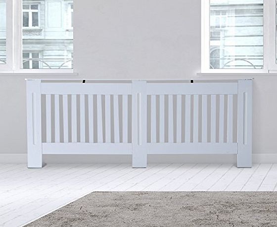 Homcom  Radiator Cover Painted Slatted Cabinet MDF Lined Grill White 172L x 19W x 81H (cm)